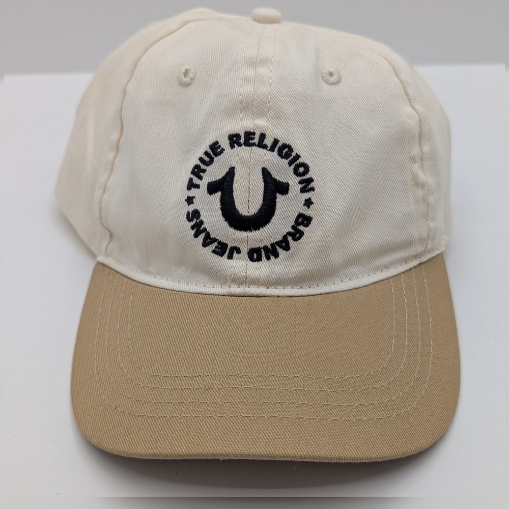 True Religion Natural Tan Horseshoe Logo Baseball Cap Hat TNBH0013RS NEW